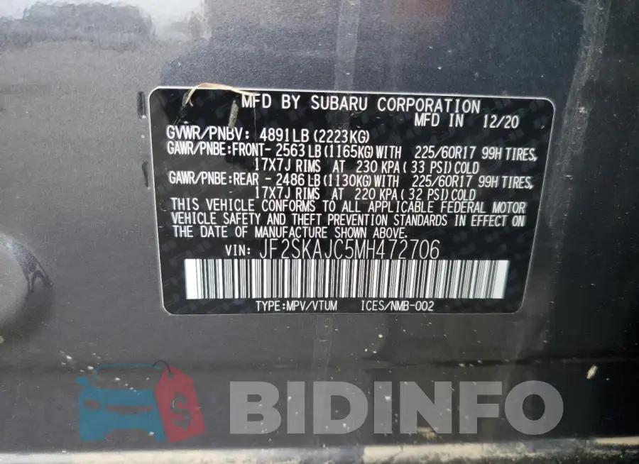 JF2SKAJC5MH472706 Photo# 13