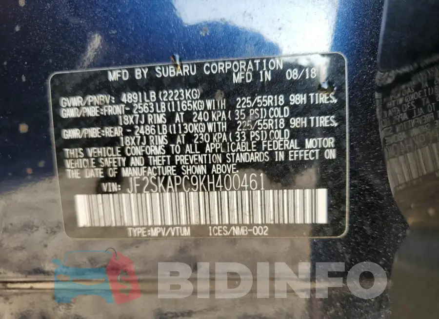 JF2SKAPC9KH400461 Photo# 12