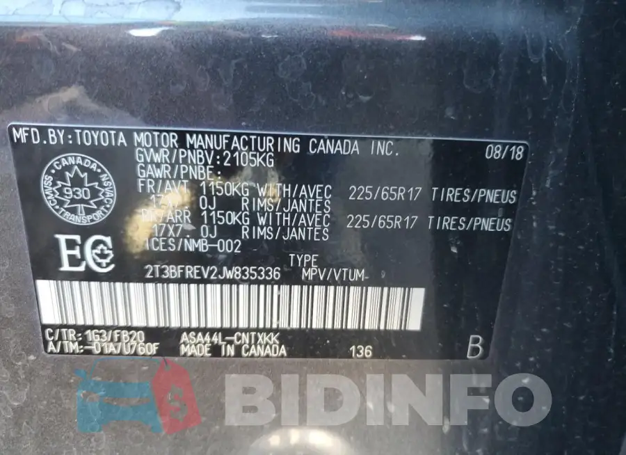 2T3BFREV2JW835336 Photo# 13