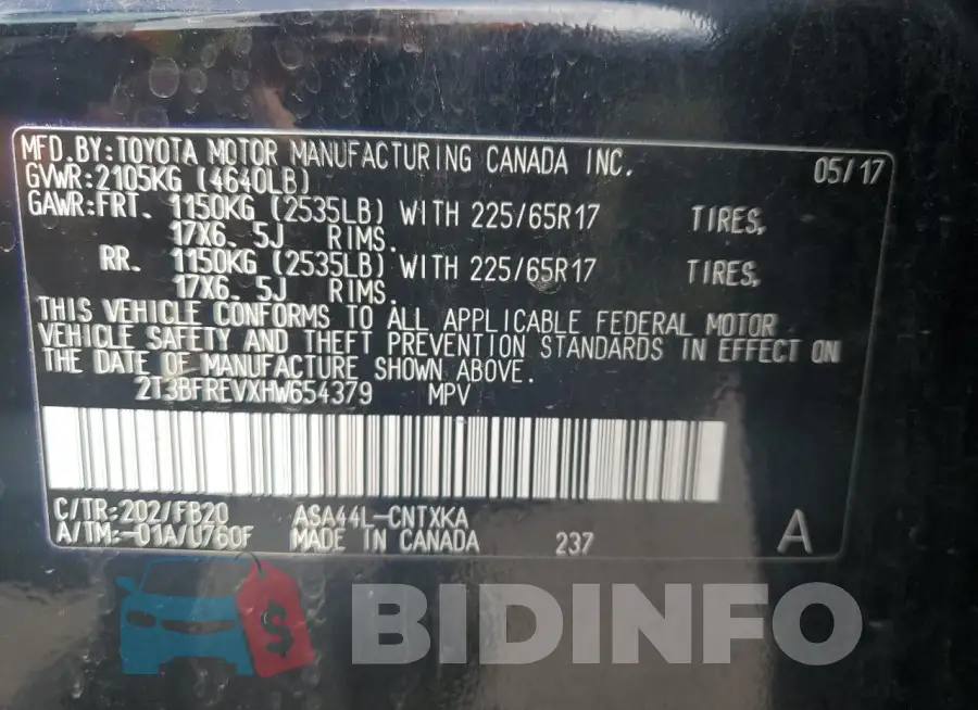 2T3BFREVXHW654379 Photo# 13