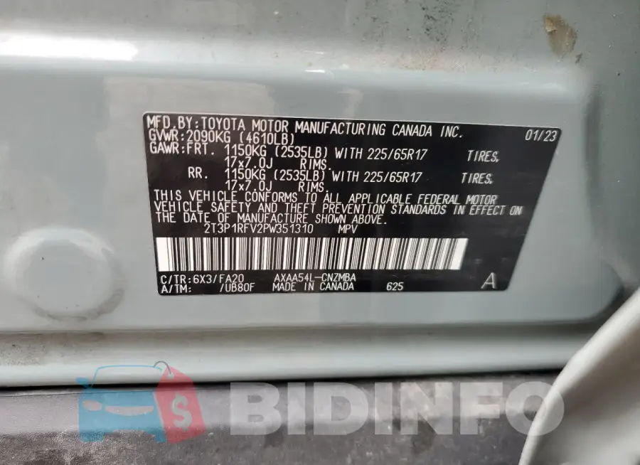 2T3P1RFV2PW351310 Photo# 14