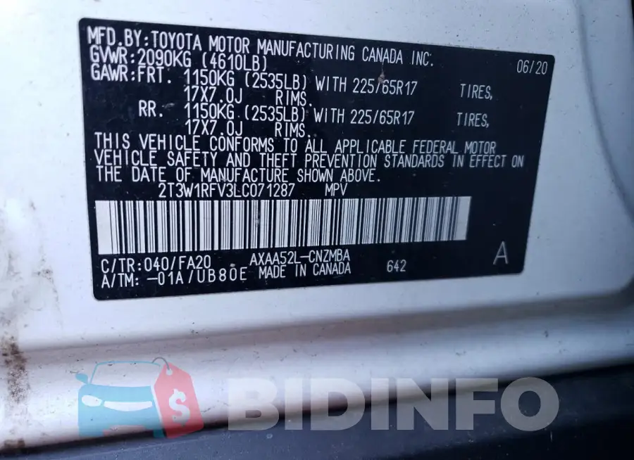 2T3W1RFV3LC071287 Photo# 13