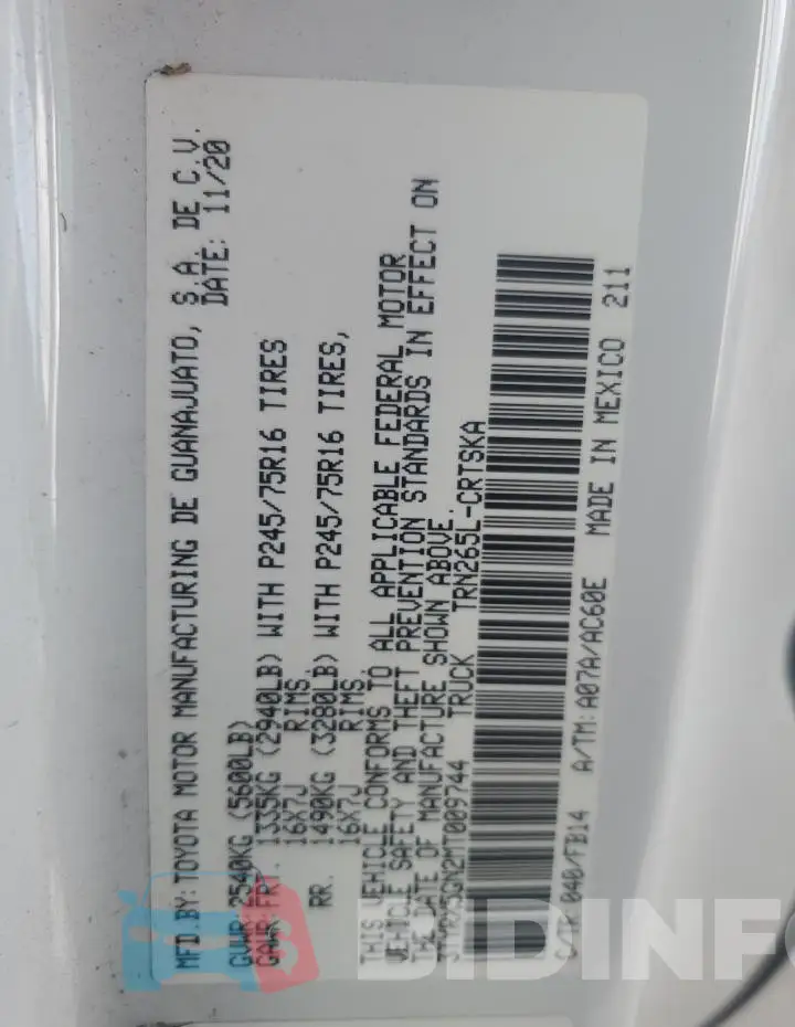 3TYRX5GN2MT009744 Photo# 12
