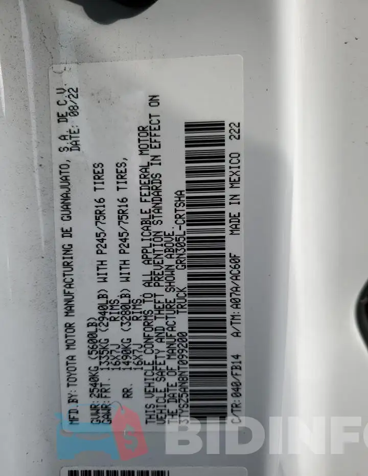 3TYSZ5AN8NT099200 Photo# 12