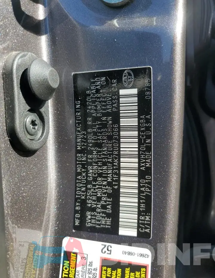 4T1F31AK7RU073066 Photo# 12