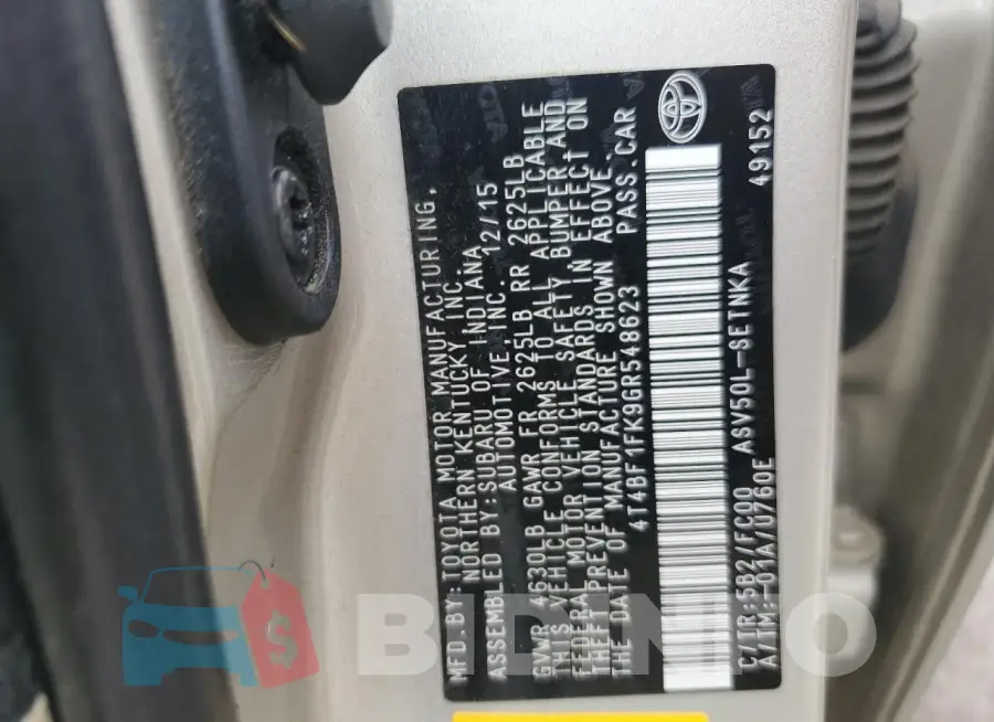 4T4BF1FK9GR548623 Photo# 12