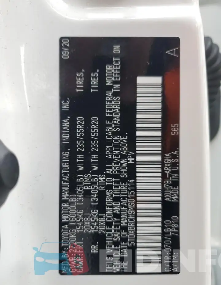 5TDXBRCH9MS015114 Photo# 12