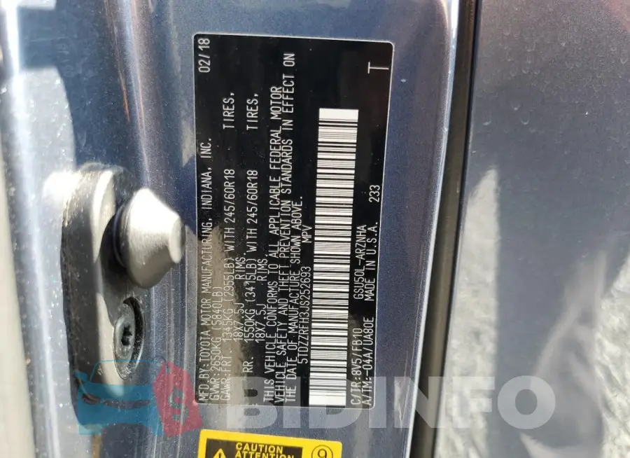 5TDZZRFH3JS252693 Photo# 13
