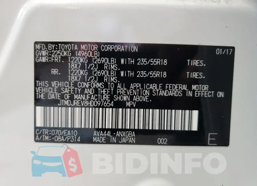 JTMDJREV8HD097654 Photo# 13