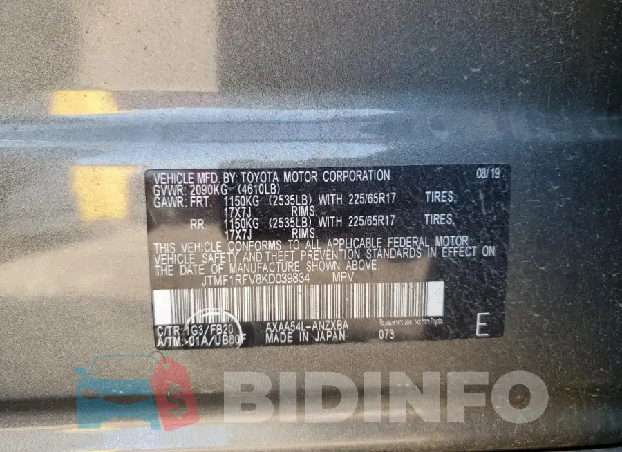 JTMF1RFV8KD039834 Photo# 13