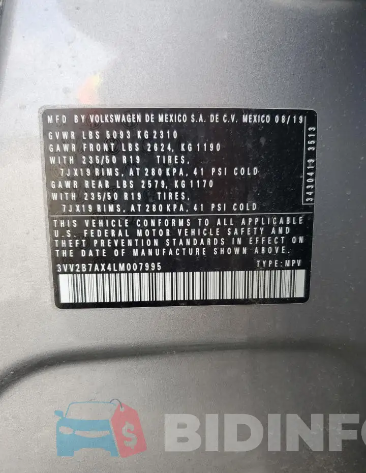 3VV2B7AX4LM007995 Photo# 14