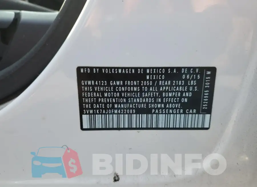 3VW1K7AJ0FM422089 Photo# 12
