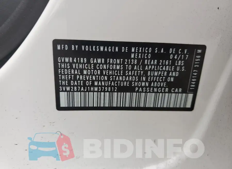 3VW2B7AJ1HM379812 Photo# 12