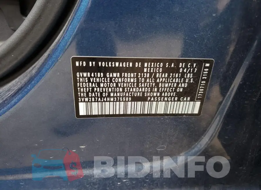 3VW2B7AJ4HM375589 Photo# 12