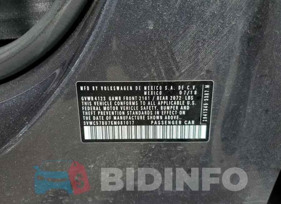 3VWC57BU7KM081017 Photo# 12