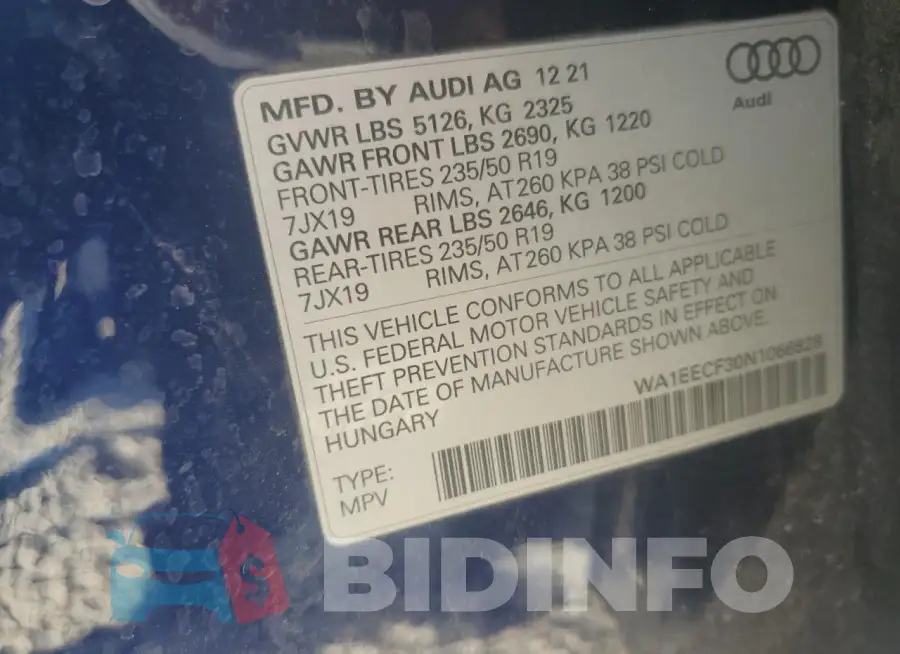 WA1EECF30N1066828 Photo# 12