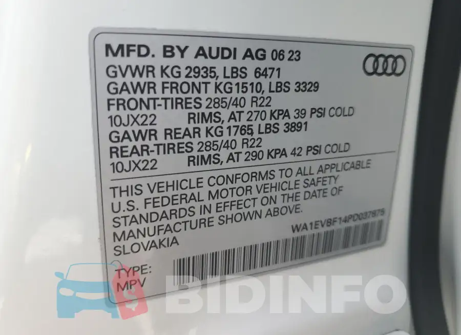 WA1EVBF14PD037875 Photo# 13