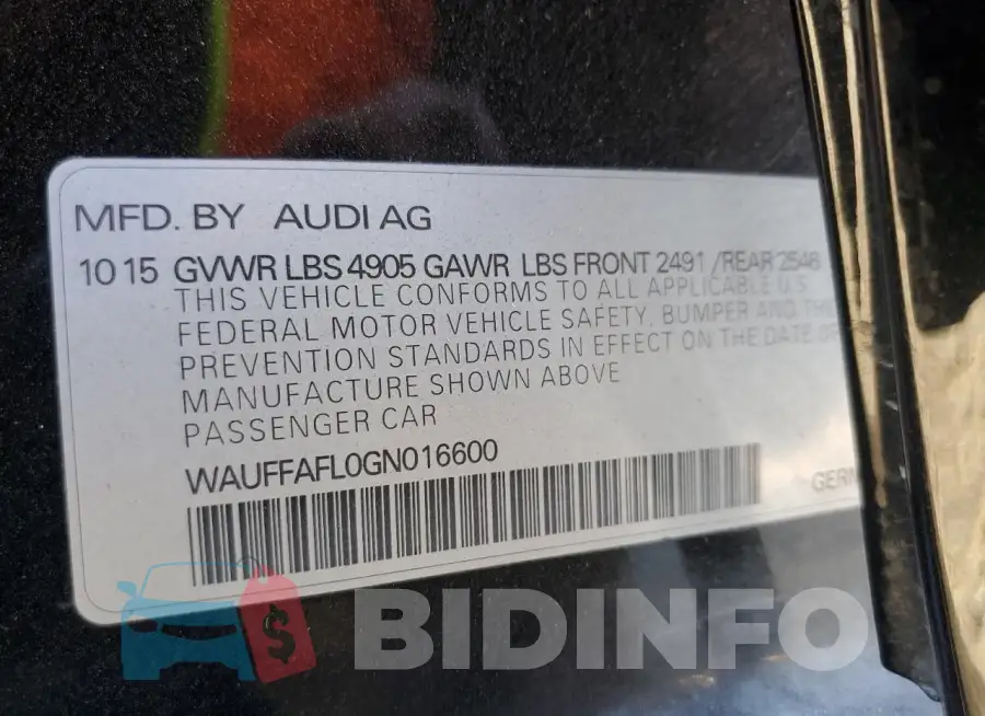 WAUFFAFL0GN016600 Photo# 13