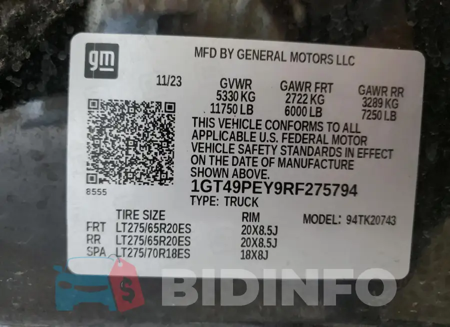 1GT49PEY9RF275794 Photo# 12