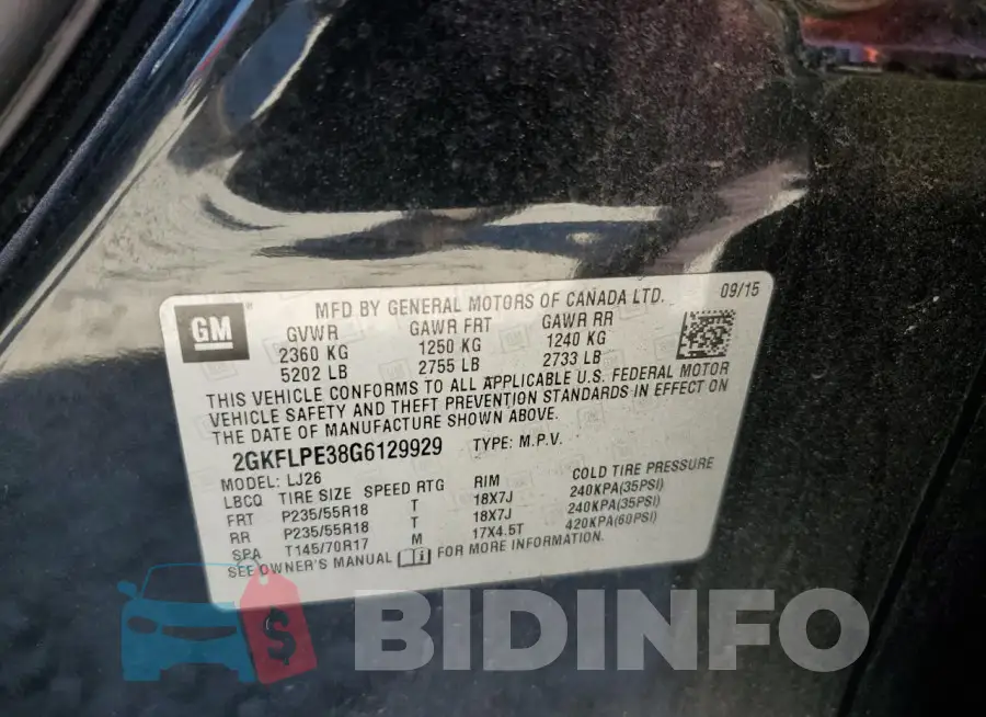 2GKFLPE38G6129929 Photo# 14