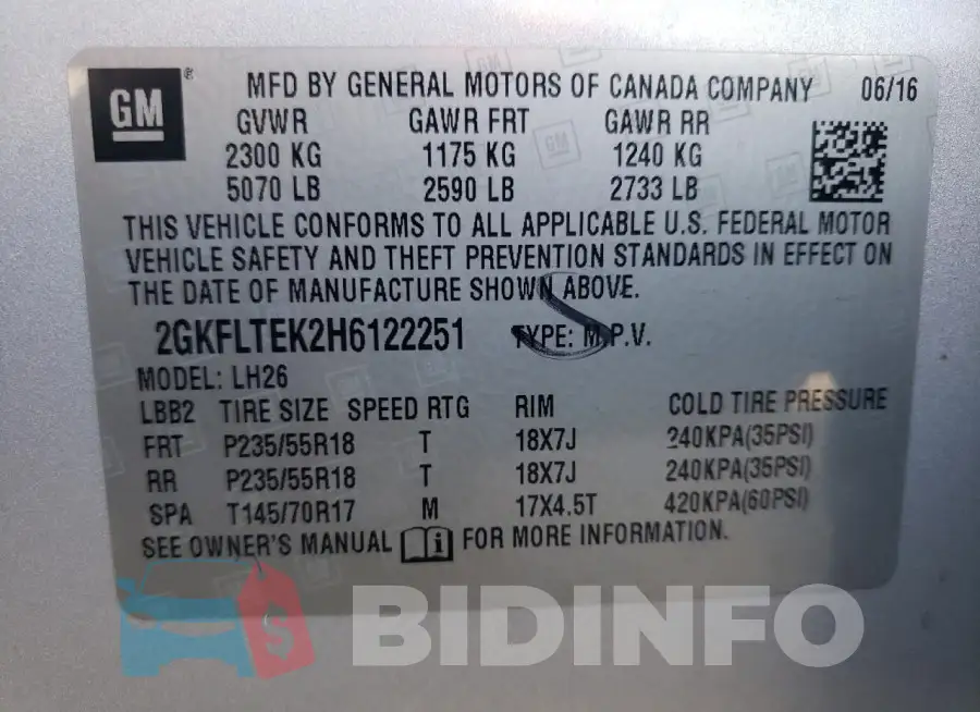 2GKFLTEK2H6122251 Photo# 13