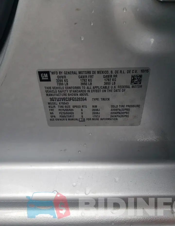 3GTU2VEC0FG528394 Photo# 12