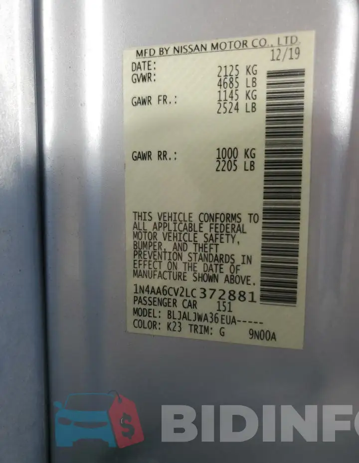 1N4AA6CV2LC372881 Photo# 12