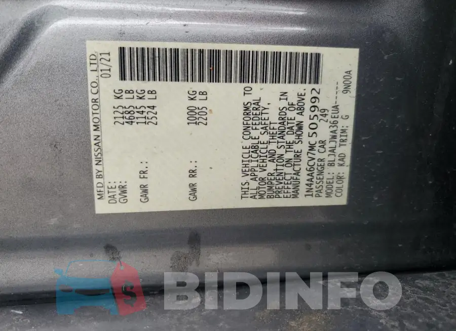 1N4AA6CV7MC505992 Photo# 12