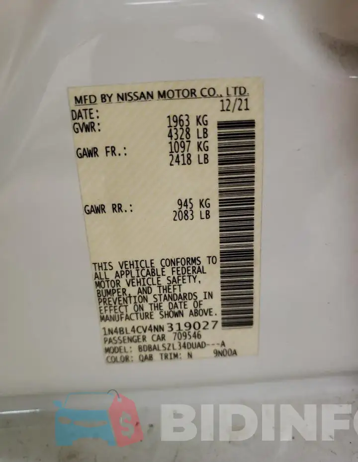 1N4BL4CV4NN319027 Photo# 12