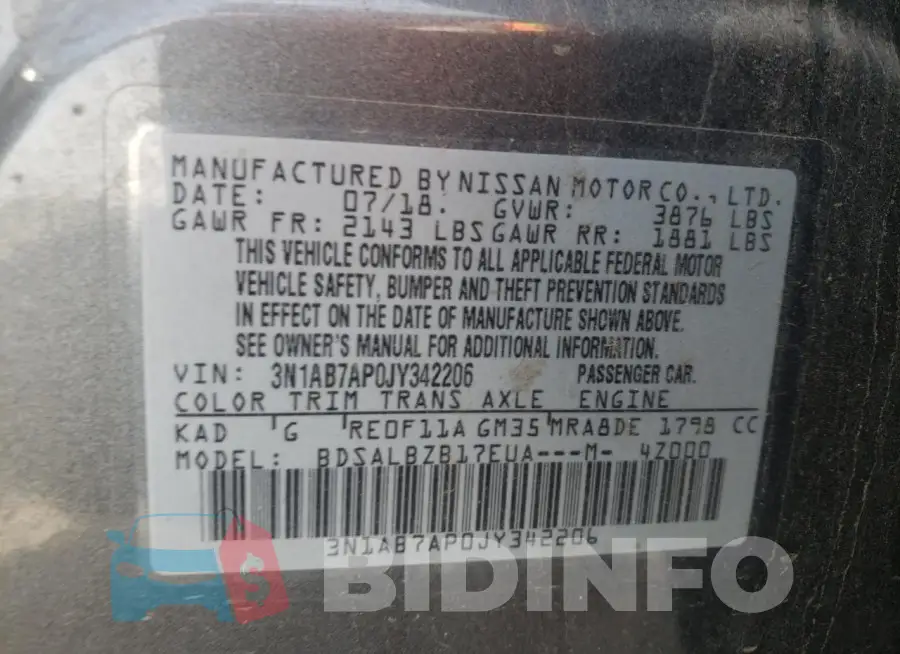 3N1AB7AP0JY342206 Photo# 12