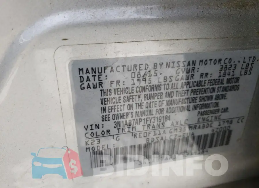 3N1AB7AP1FY319184 Photo# 13