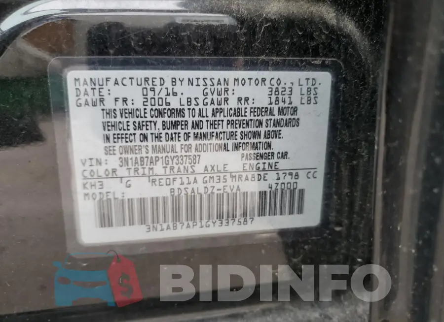 3N1AB7AP1GY337587 Photo# 13