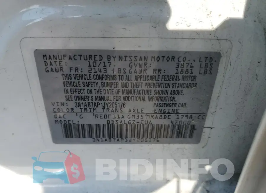 3N1AB7AP1JY205176 Photo# 13