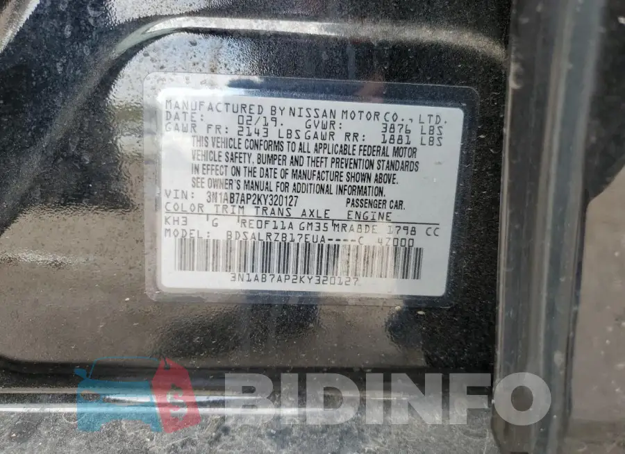 3N1AB7AP2KY320127 Photo# 12