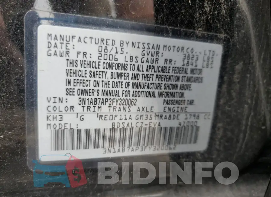 3N1AB7AP3FY320062 Photo# 12