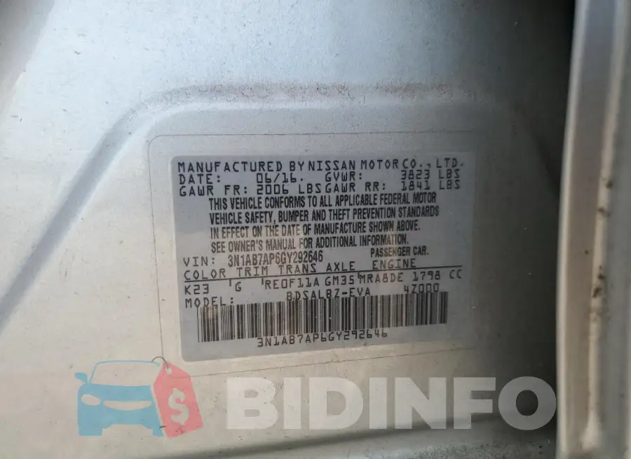 3N1AB7AP6GY292646 Photo# 12