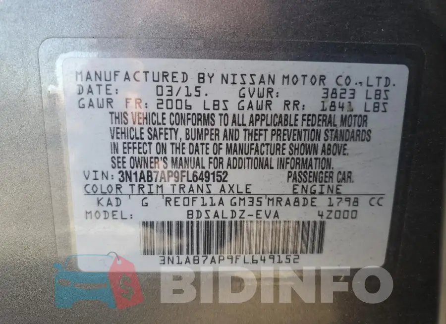 3N1AB7AP9FL649152 Photo# 12