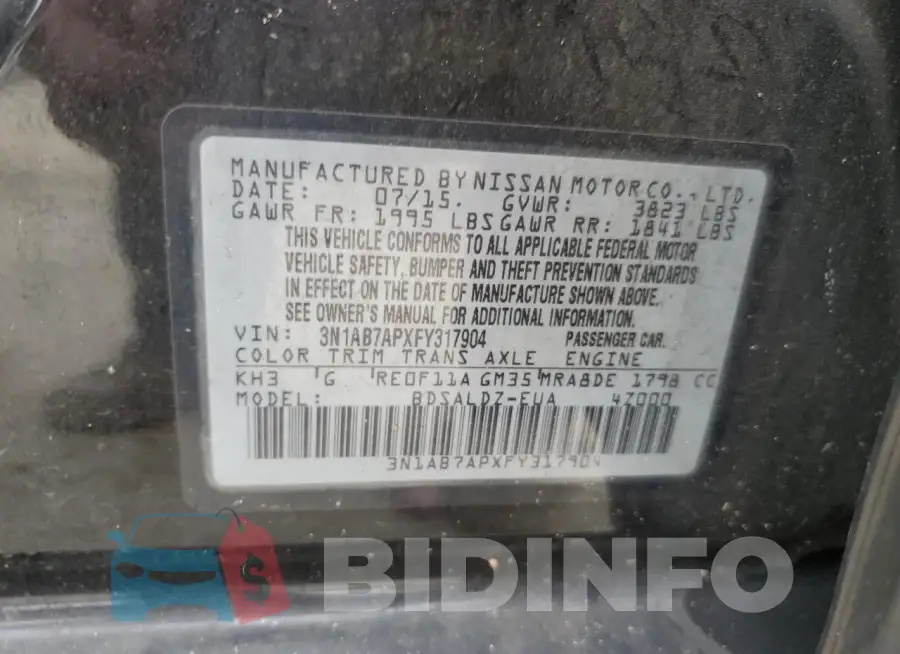 3N1AB7APXFY317904 Photo# 12