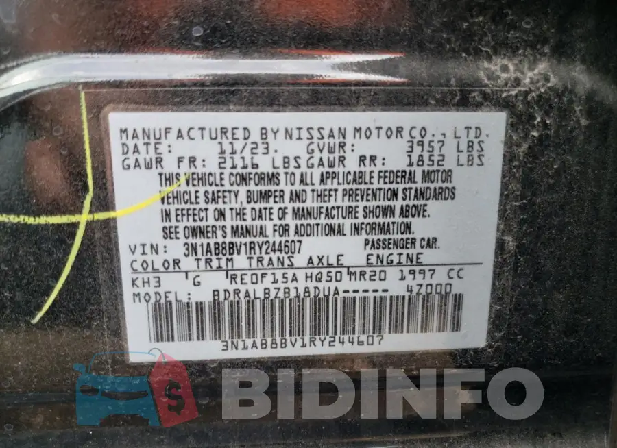3N1AB8BV1RY244607 Photo# 12