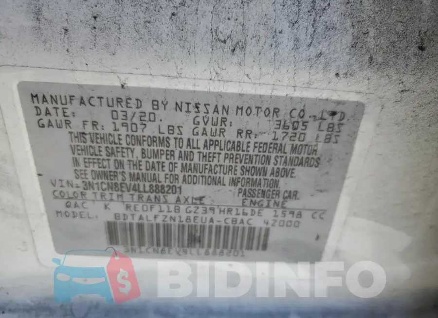 3N1CN8EV4LL888201 Photo# 12