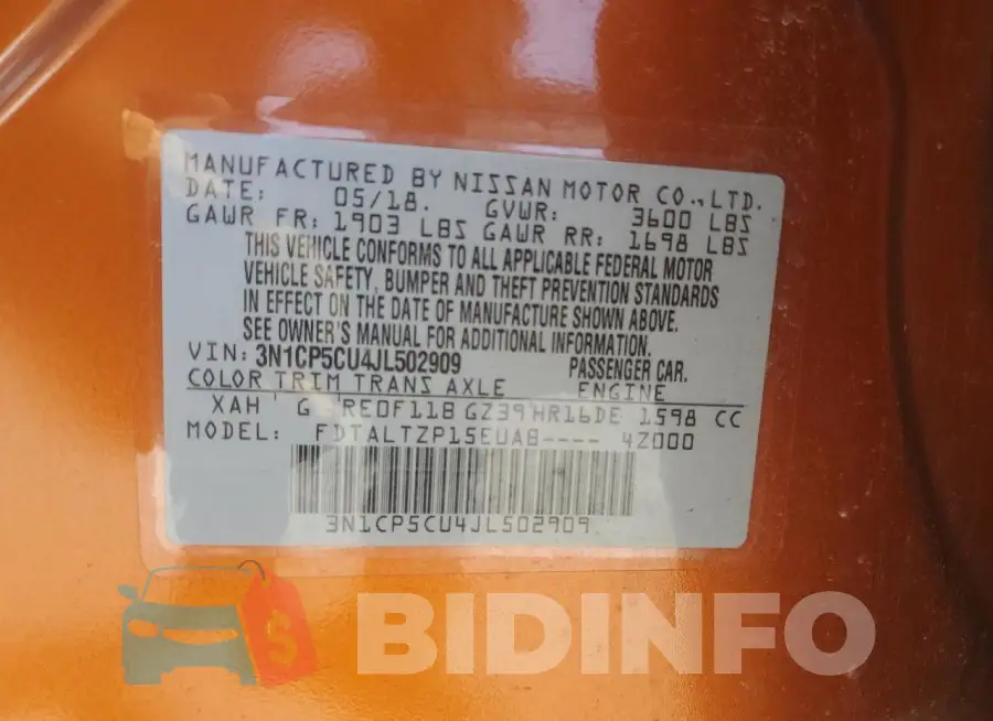 3N1CP5CU4JL502909 Photo# 12