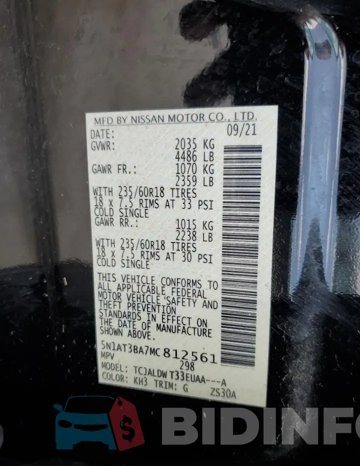 5N1AT3BA7MC812561 Photo# 13