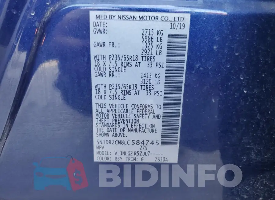 5N1DR2CM8LC584745 Photo# 13