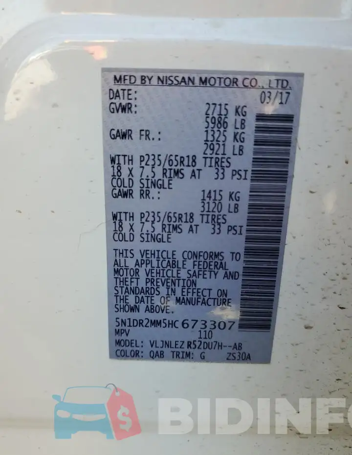 5N1DR2MM5HC673307 Photo# 14