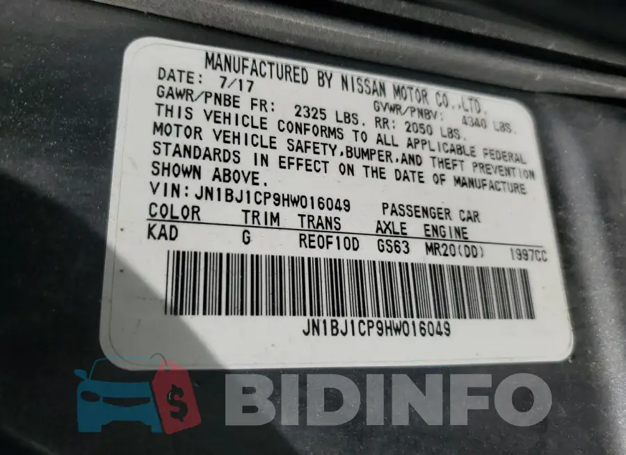 JN1BJ1CP9HW016049 Photo# 13