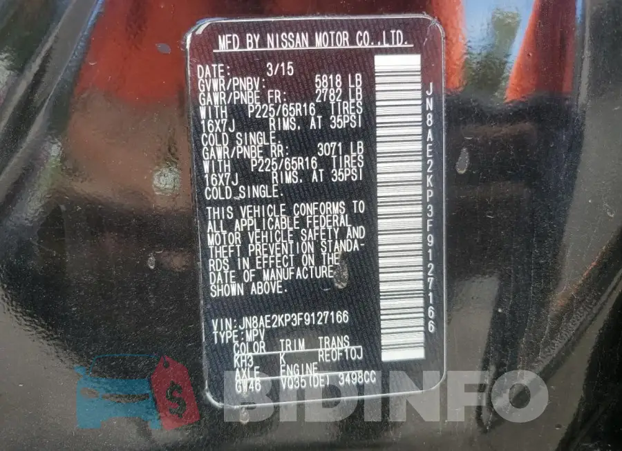 JN8AE2KP3F9127166 Photo# 13