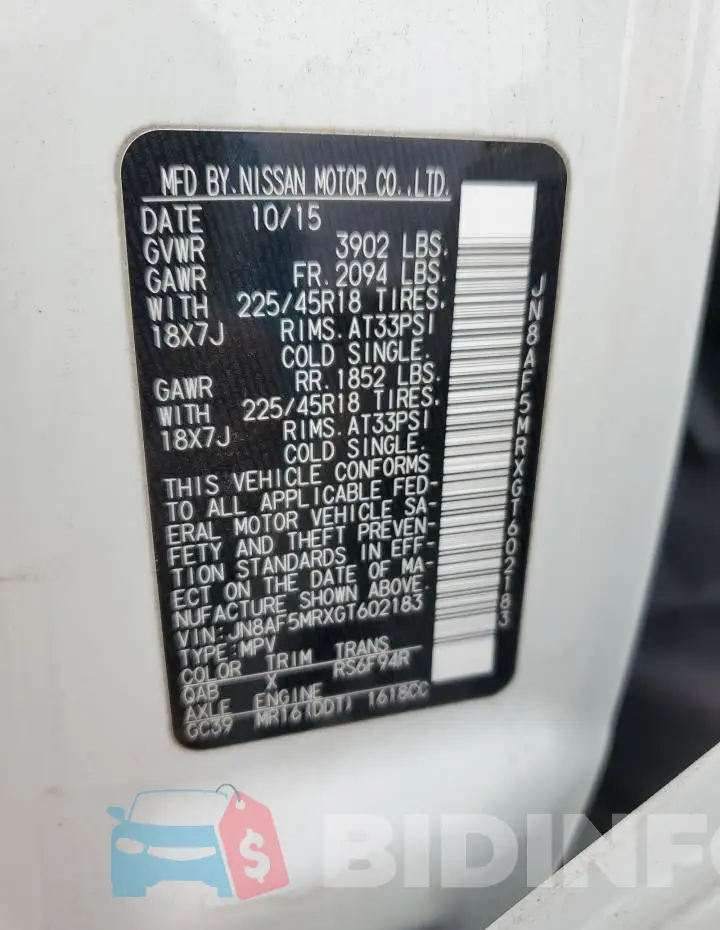 JN8AF5MRXGT602183 Photo# 13