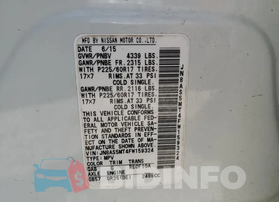 JN8AS5MT4FW159324 Photo# 13