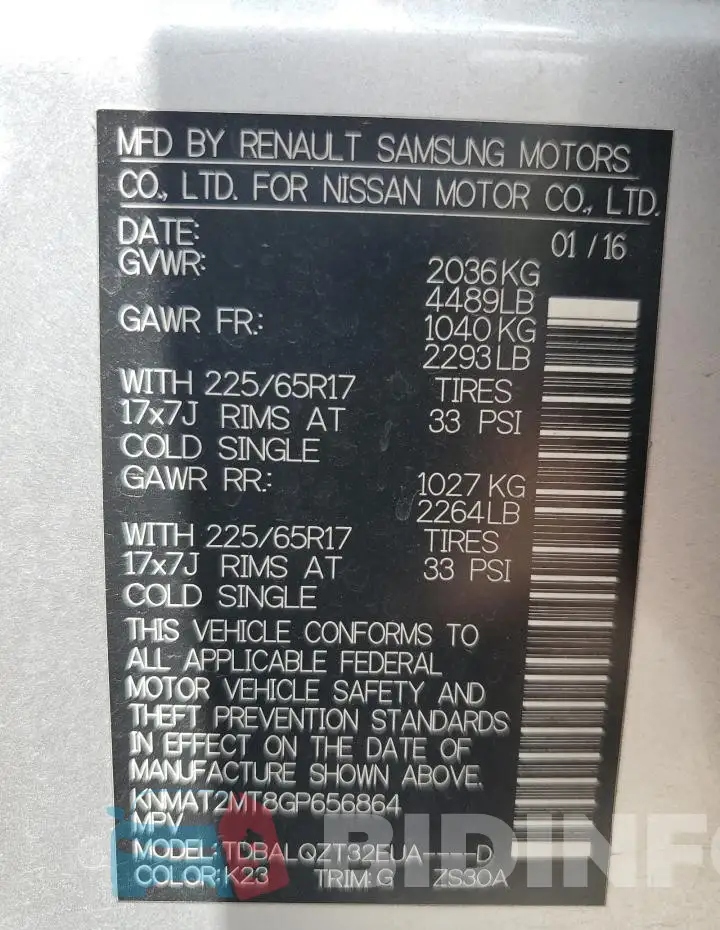 KNMAT2MT8GP656864 Photo# 12