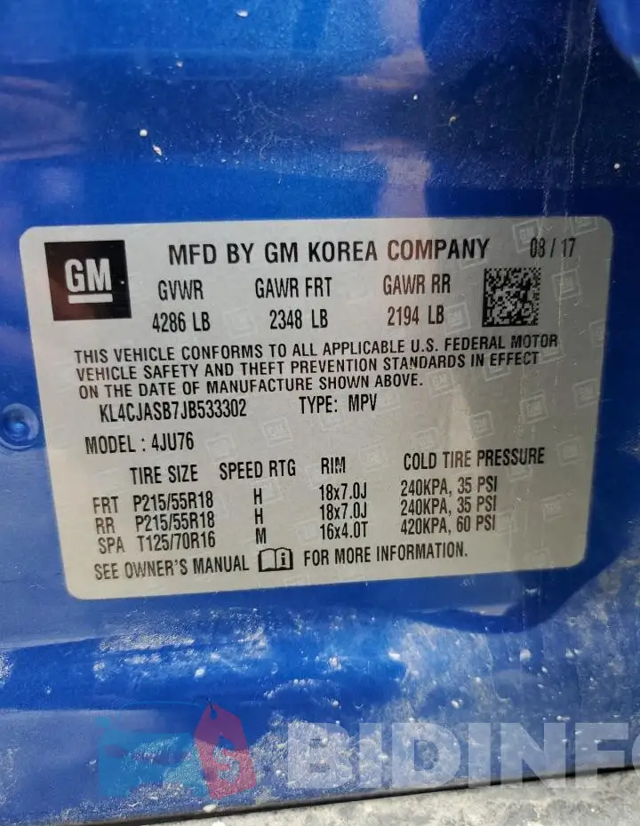 KL4CJASB7JB533302 Photo# 12